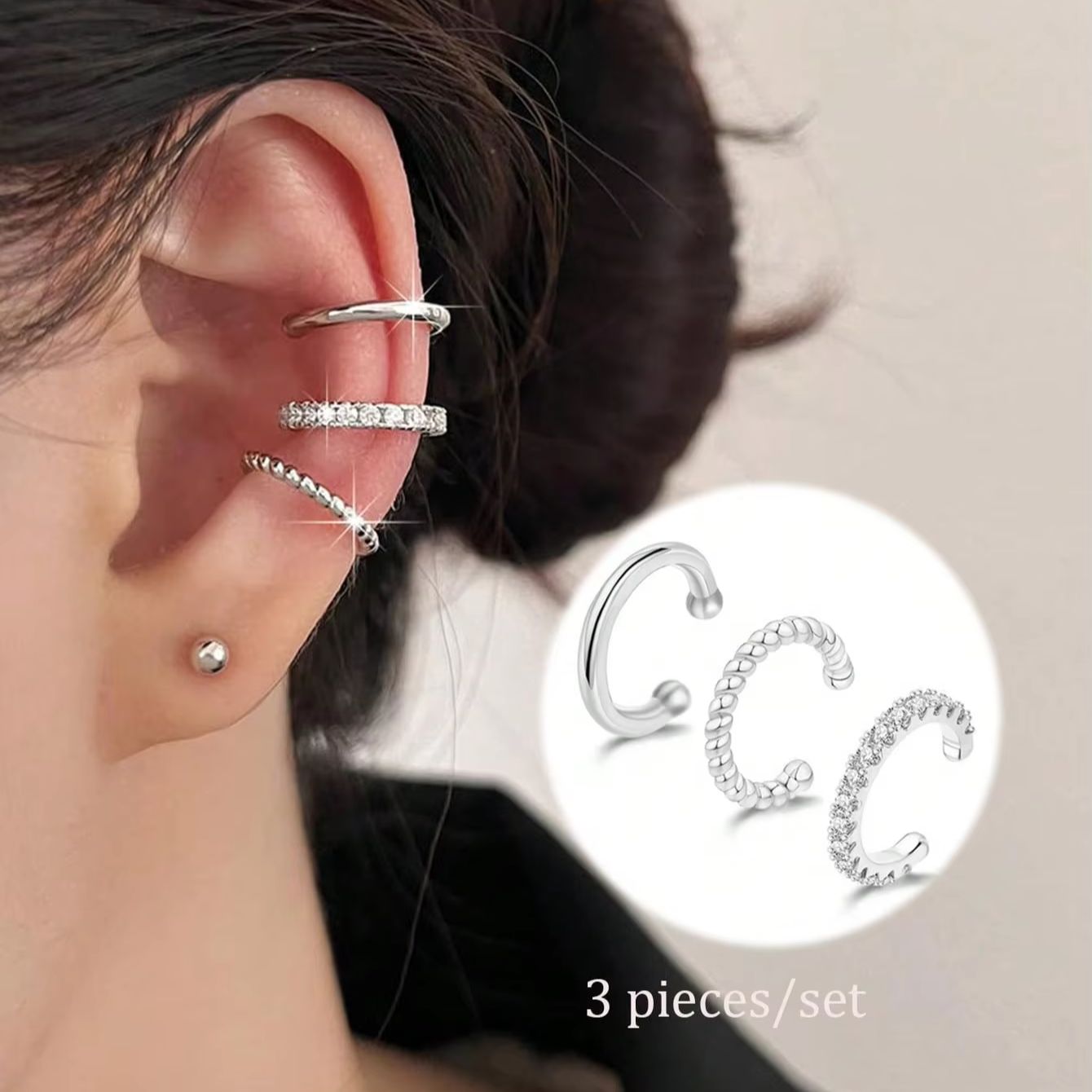 Body Jewelry Hypoallergenic - 3 Pcs Ear Cuff Earrings for