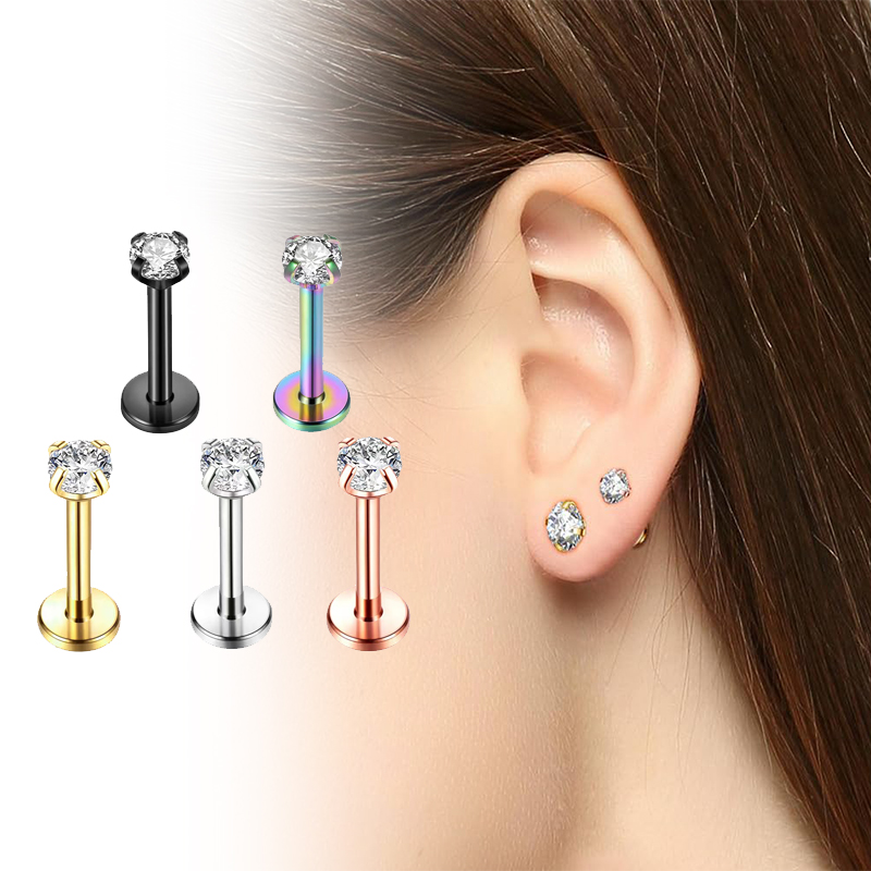 Body Jewelry And Earrings - 16G Titanium Internally Threaded Flat Back
