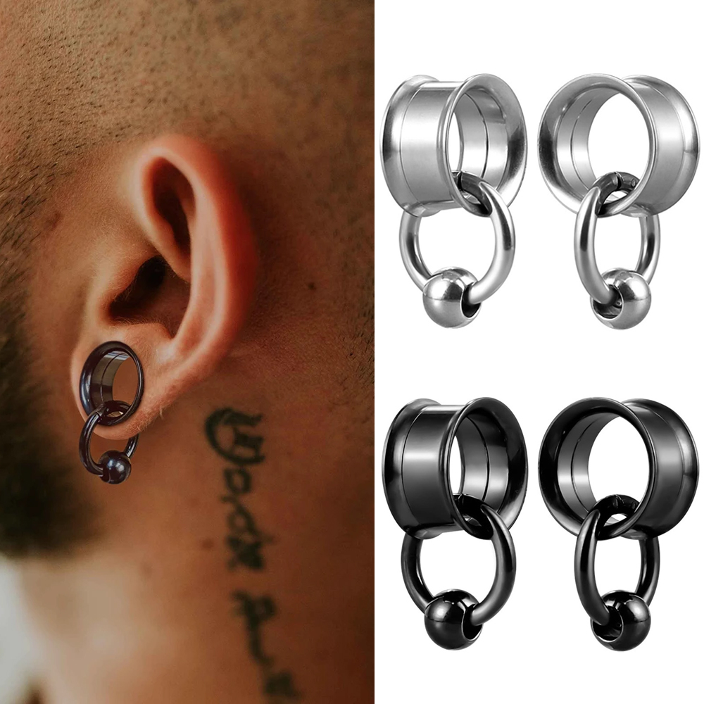 Body Jewelry Hangers - 2PC/Set Stainless Steel Round Ear Gauges