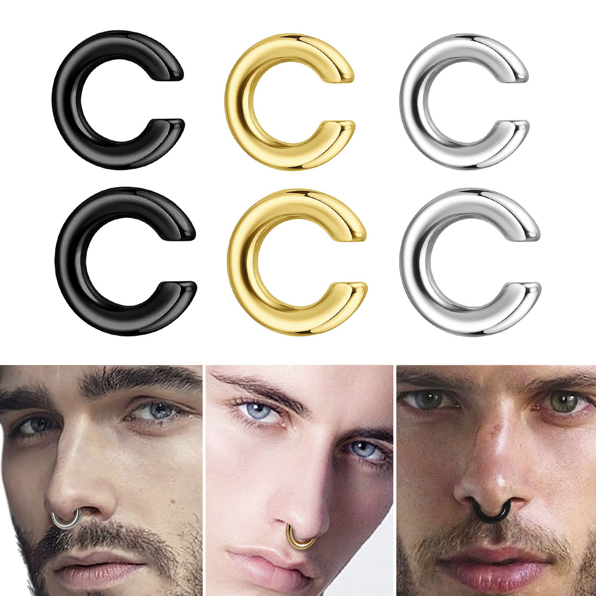 Body Jewelry And Earrings - 1pc Exaggerated c-Shaped Non-Piercing Nose Ring