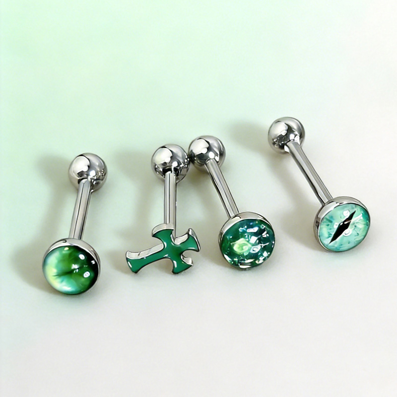 Body Piercing Quality Jewelry - 1Pc High-Quality Trendy Green Sparkling Cross
