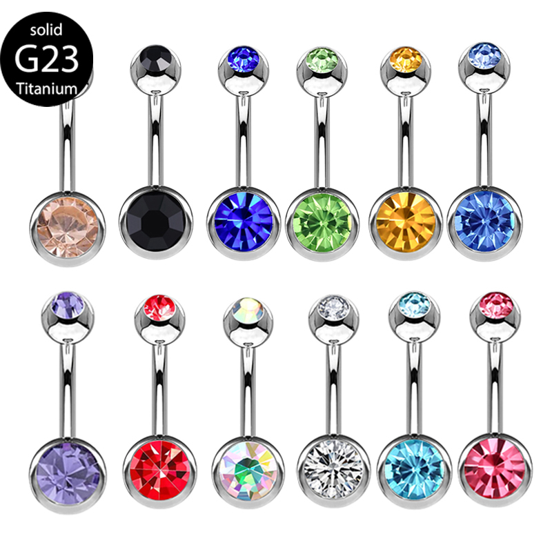 Body Piercing Quality Jewelry - G23 Titanium Double Gem belly button