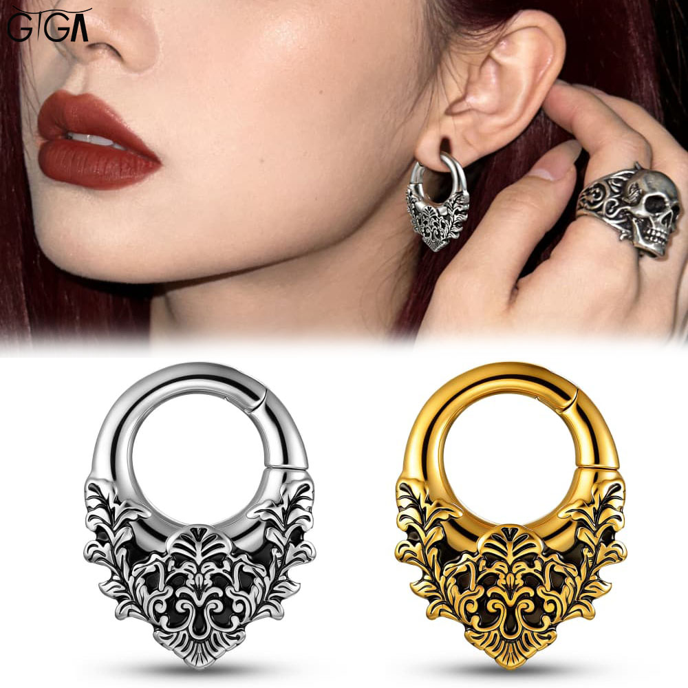 Body Jewelry Hangers - Giga 1/2Pcs Vintage 5mm(4g) Floral Ear