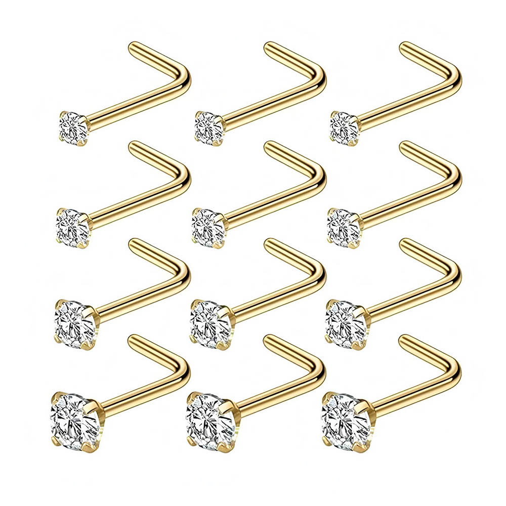 Body Jewelry Hypoallergenic - 12-Piece Full Set 316L Hypoallergenic L-Shape