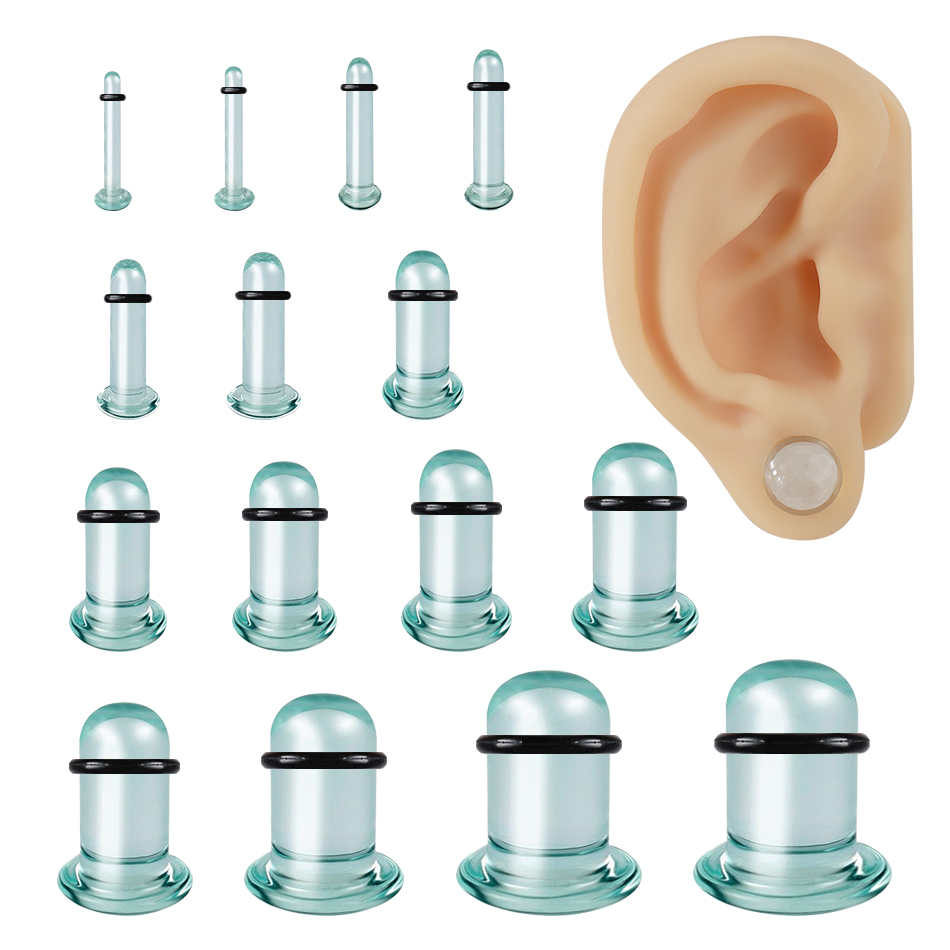 Body Jewelry Ear Plugs - 1Pair Glass Ear Tunnels and Plugs