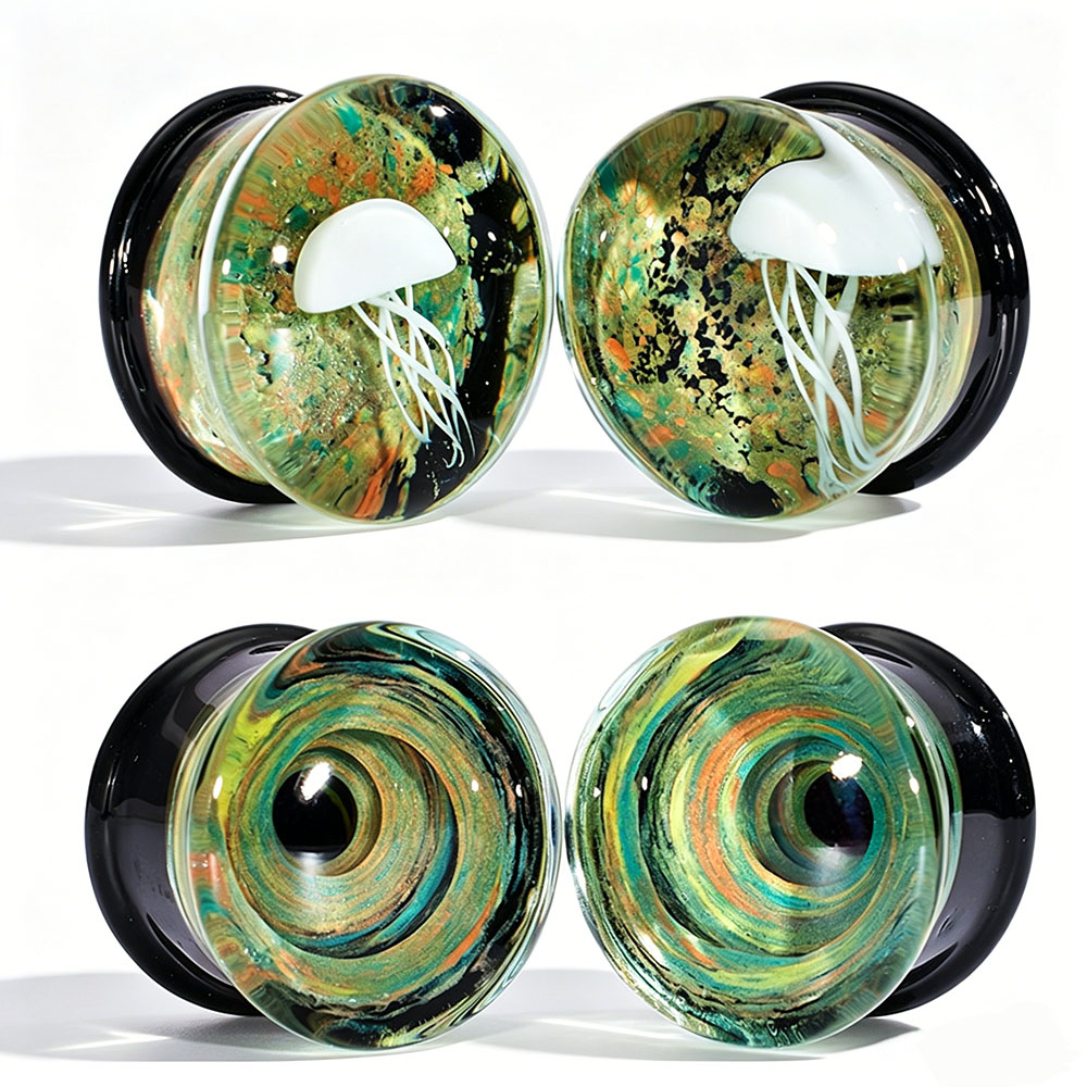 Pair Quality Glass Vortex Ear  - Body Piercing Quality Jewelry ulasan dan harga