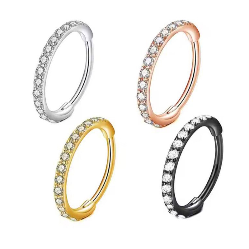 16G Clear CZ Nose Ring Hoop 31 - Body Jewelry And Earrings ulasan dan harga