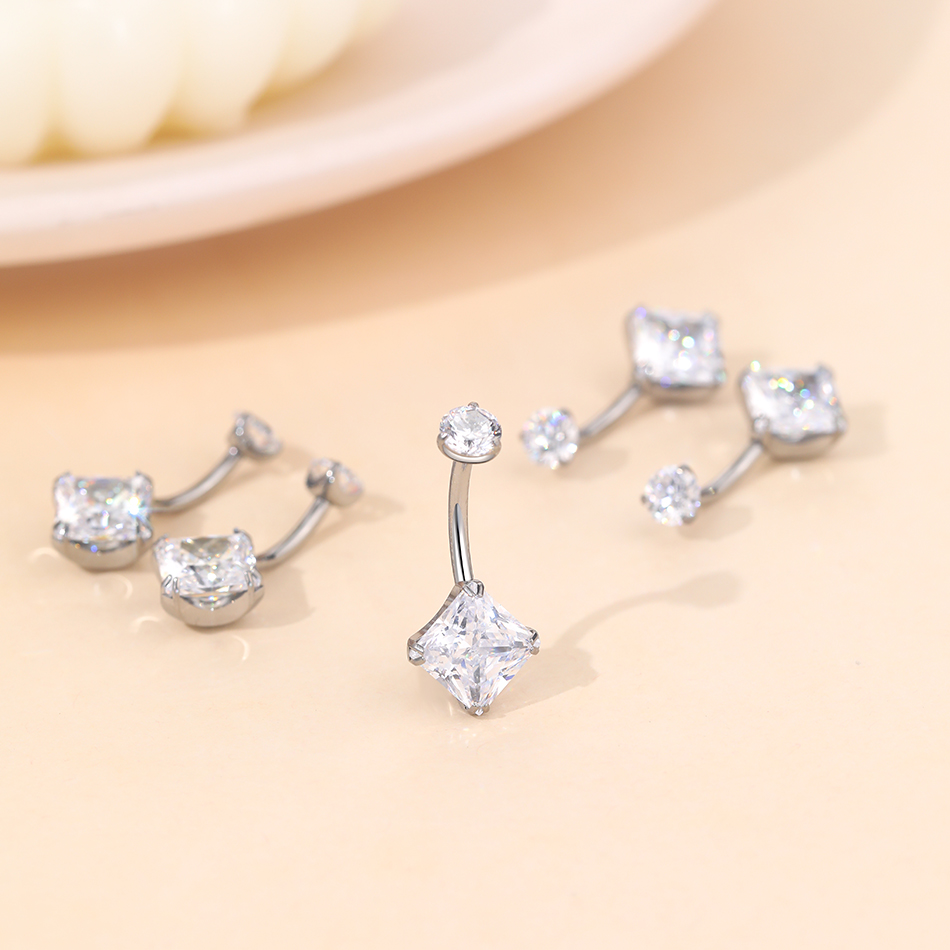 1Pc Titanium Zircon Belly Ring - Belly Bar Titanium ulasan dan harga