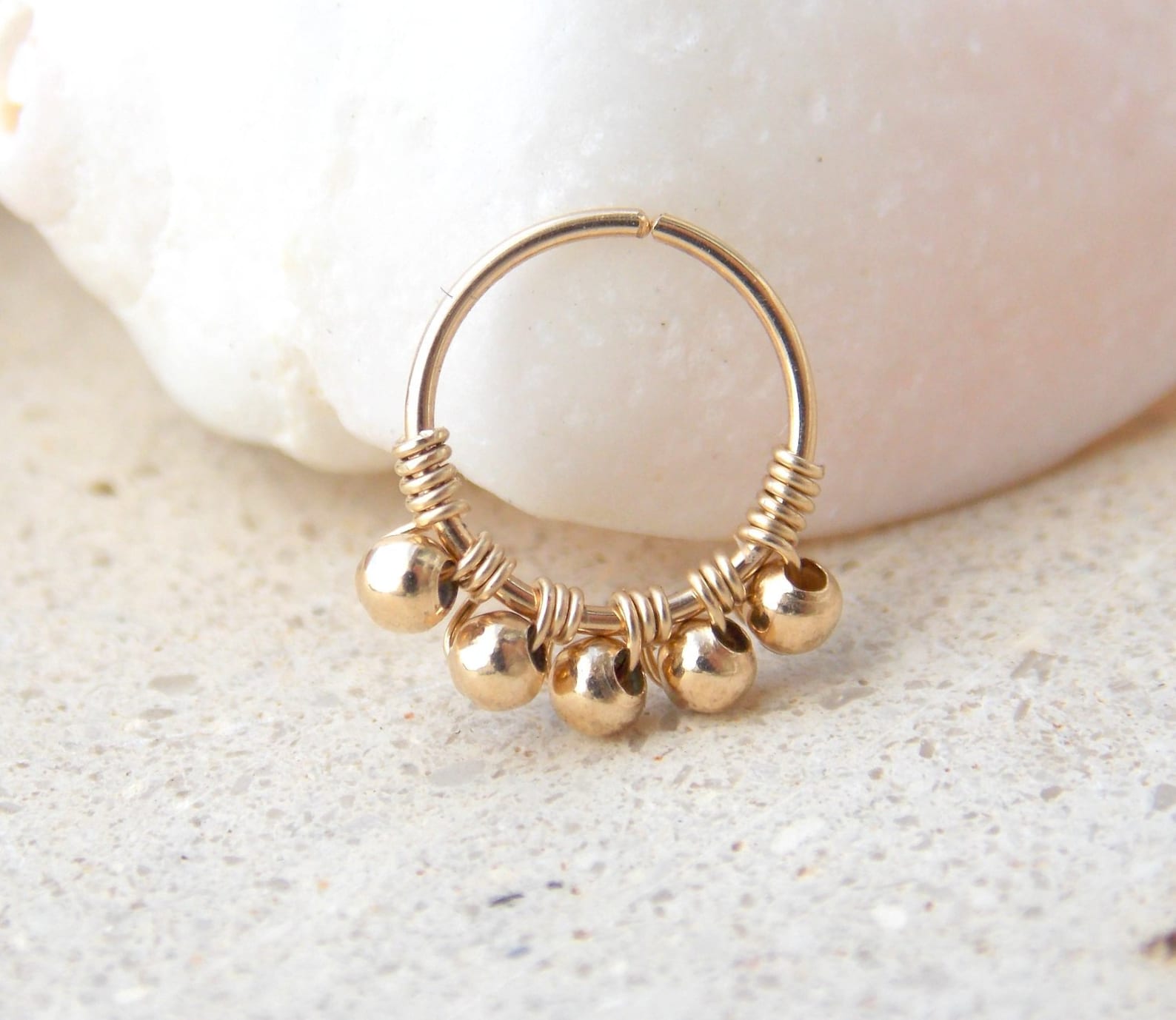 14K Gold Filled Beaded Nose Ri - Body Jewelry Hangers ulasan dan harga