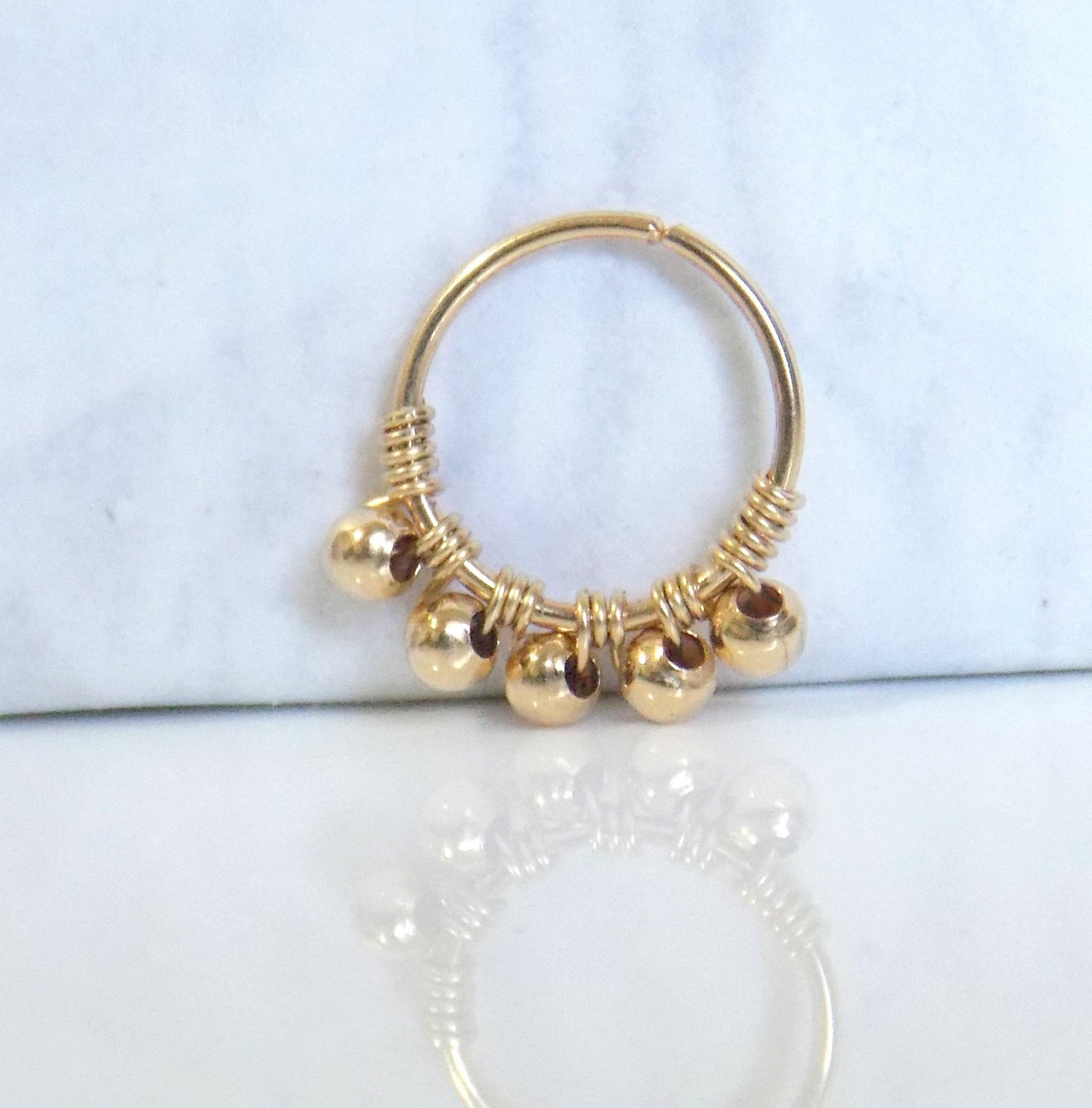 14K Gold Filled Beaded Nose Ri - Body Jewelry Hangers ulasan dan harga
