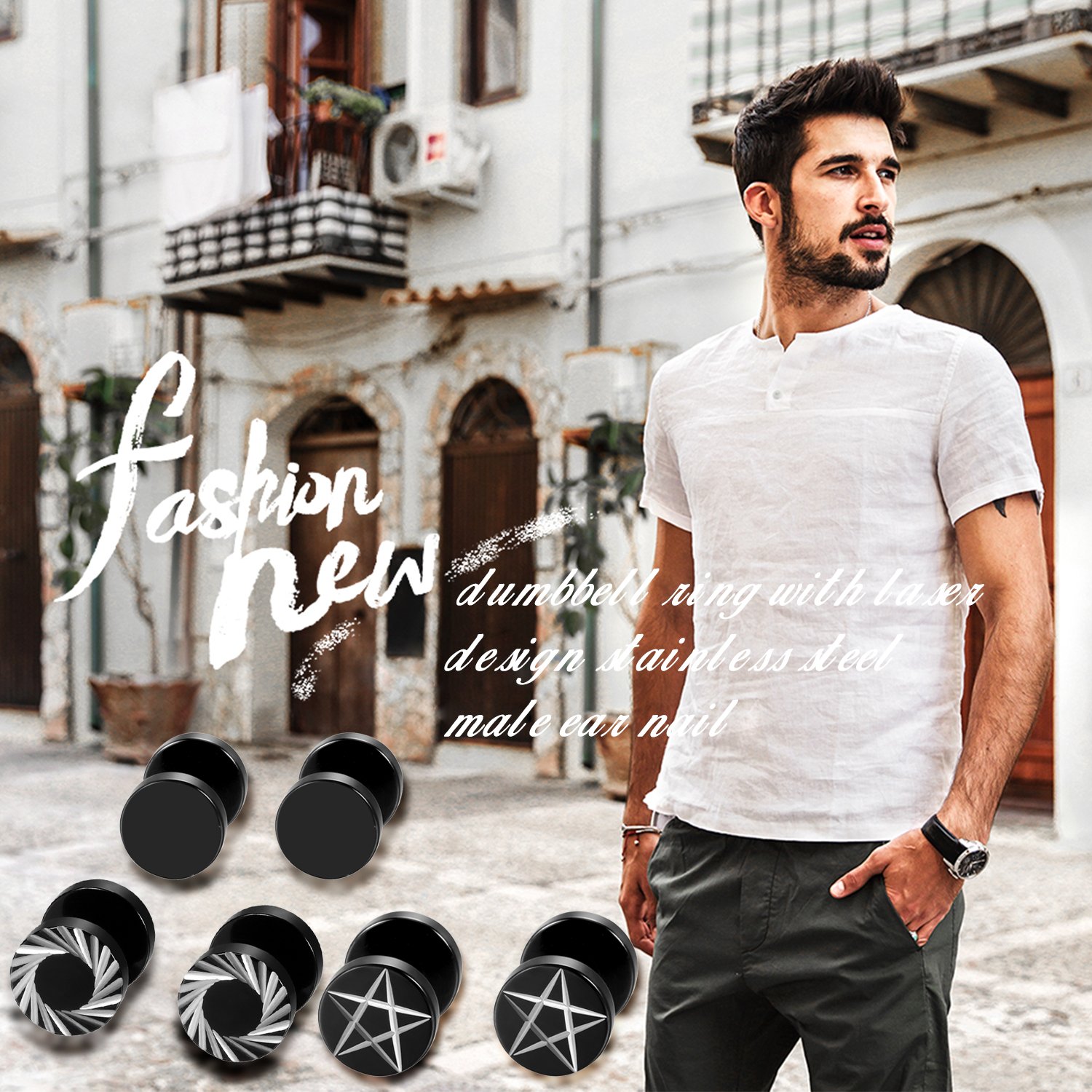 2Pcs/6Pcs Black Stainless Stee - Body Jewelry Ear Plugs ulasan dan harga