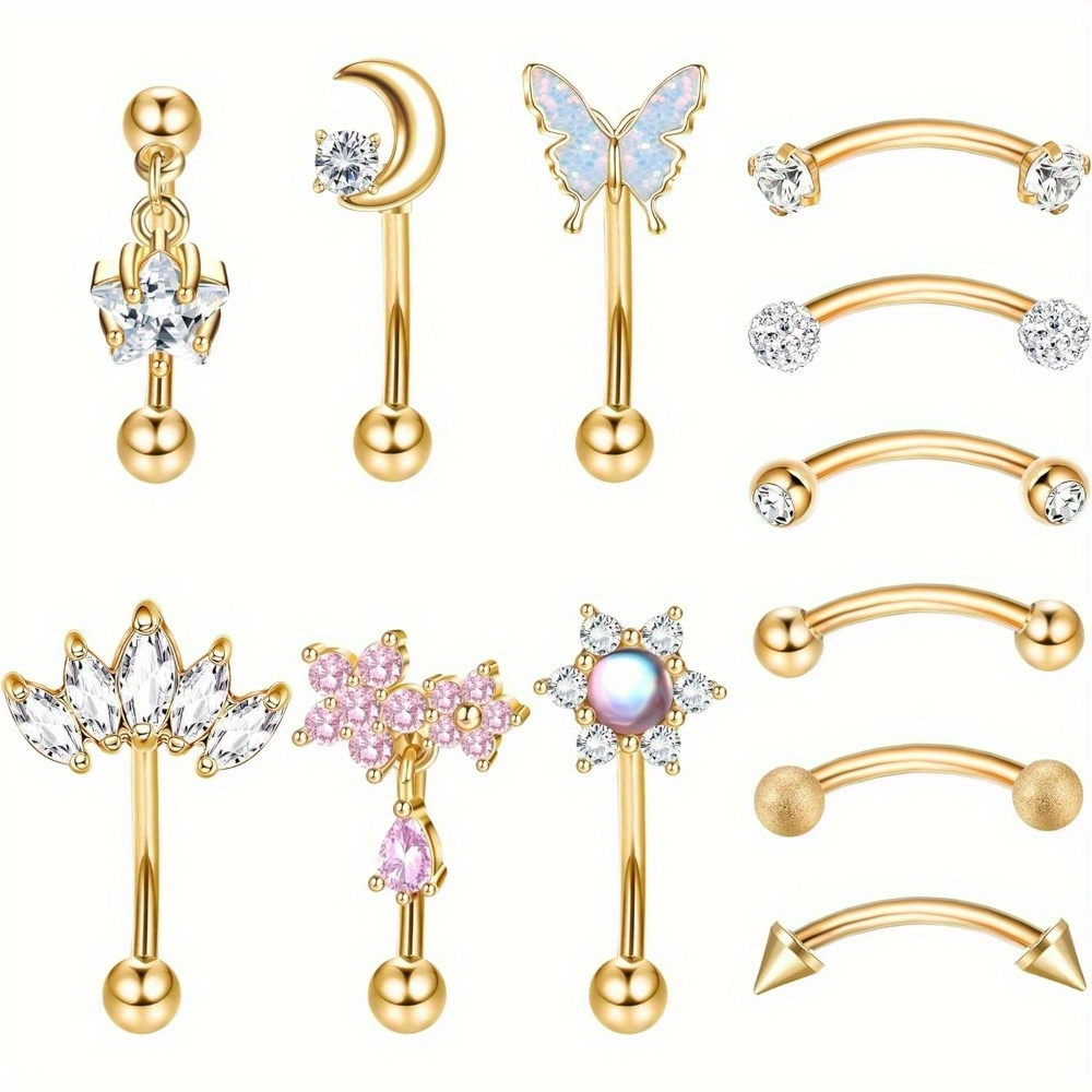 Florideco 1PC Stainless Steel  - Belly Bar Titanium ulasan dan harga