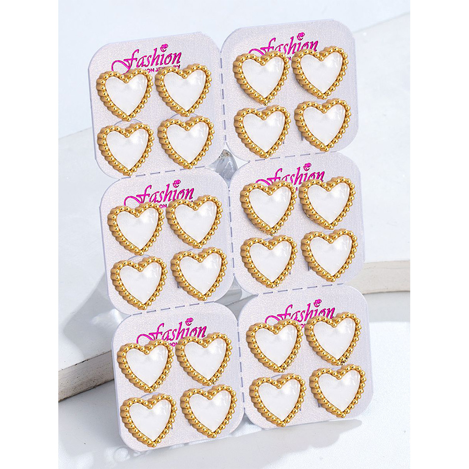 12 Pairs Lot Heart Stud Earrin - Body Jewelry Hypoallergenic ulasan dan harga