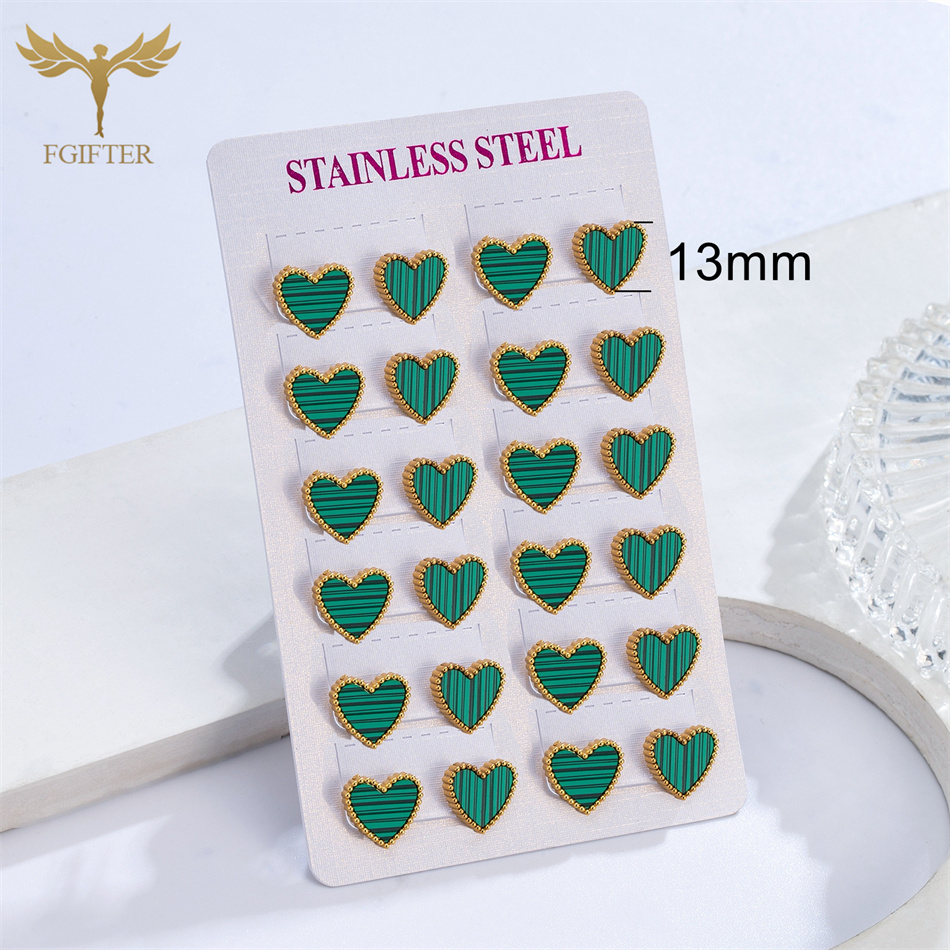 12 Pairs Lot Heart Stud Earrin - Body Jewelry Hypoallergenic ulasan dan harga
