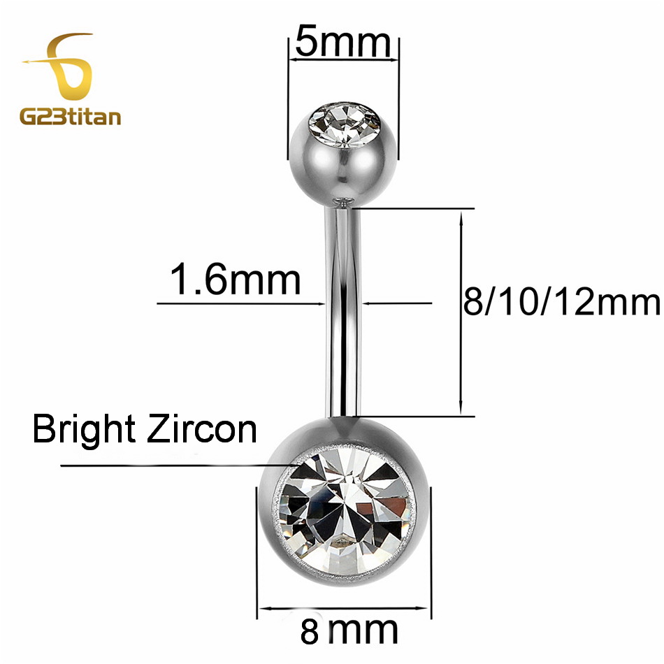 G23Titian 14G 8mm 10mm 12mm Su - Belly Bar Titanium ulasan dan harga