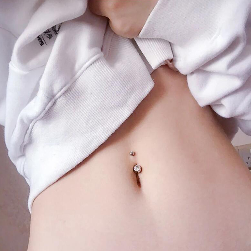 1PC G23 Titanium 14G Gold Colo - Belly Bar Titanium ulasan dan harga