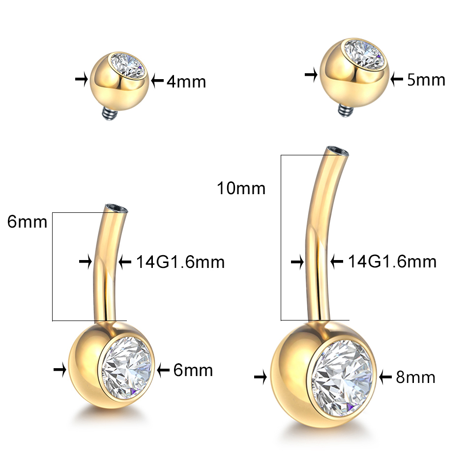1PC G23 Titanium 14G Gold Colo - Belly Bar Titanium ulasan dan harga