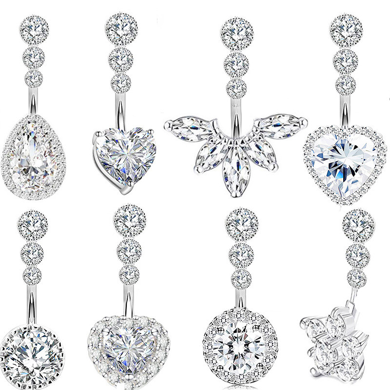 1PCS Crystal Belly Button Ring - Belly Bar Titanium ulasan dan harga