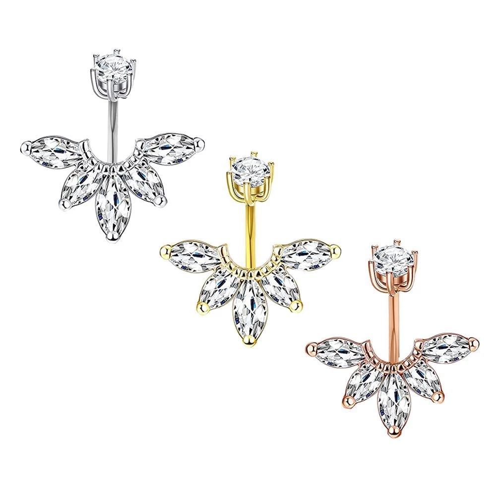 1PCS Crystal Belly Button Ring - Belly Bar Titanium ulasan dan harga