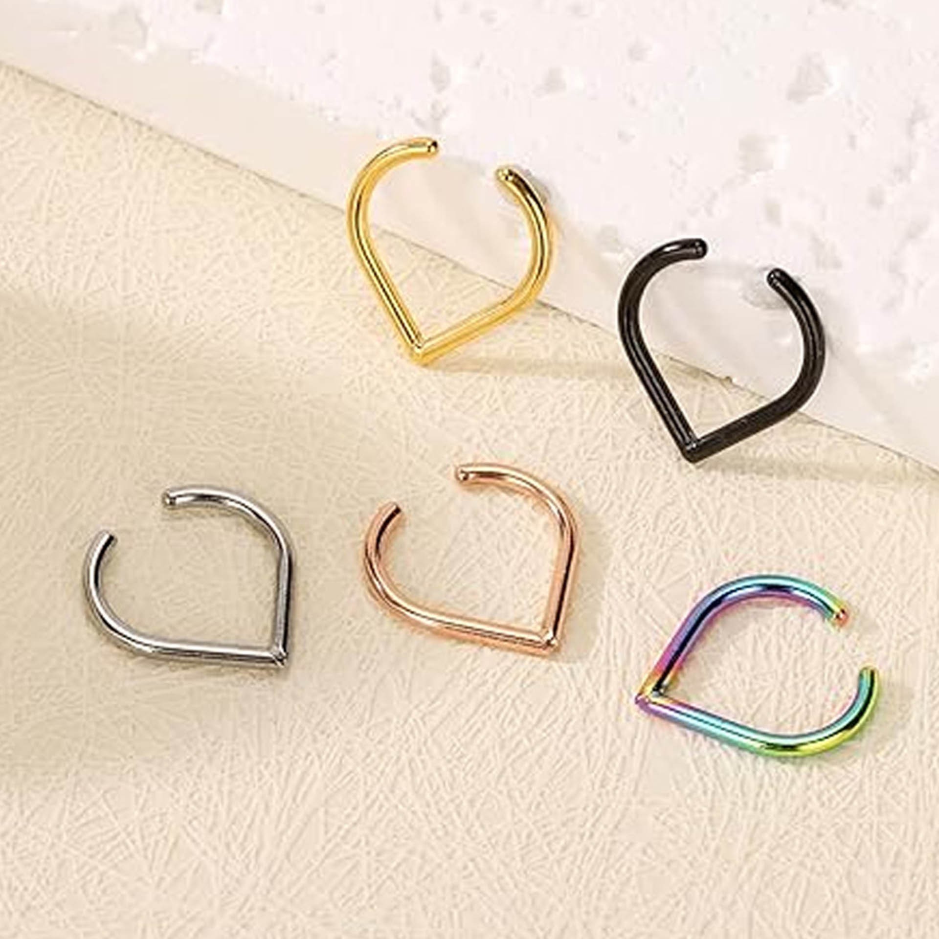 5Pcs Stainless Steel Fake Nose - Body Jewelry And Earrings ulasan dan harga