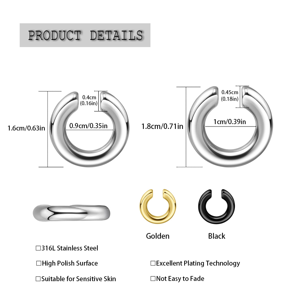 1pc Exaggerated c-Shaped Non-P - Body Jewelry And Earrings ulasan dan harga