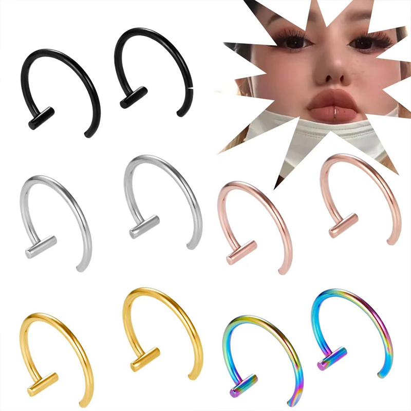 18G Surgical Steel Lip Ring Ha - Body Jewelry And Earrings ulasan dan harga