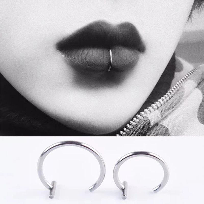 18G Surgical Steel Lip Ring Ha - Body Jewelry And Earrings ulasan dan harga
