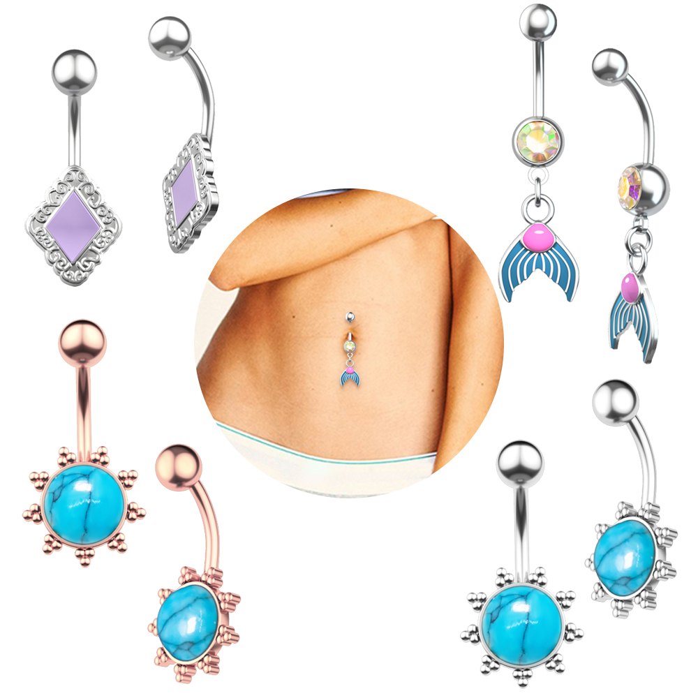 14G Curved Butterfly Series CZ - Belly Bar Titanium ulasan dan harga