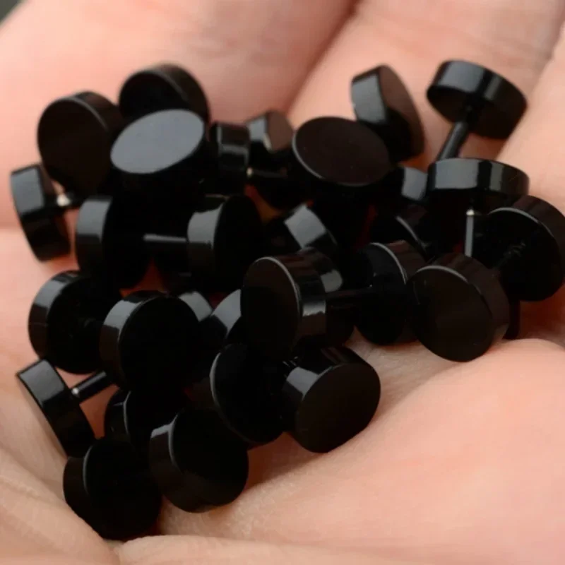 2 Pcs/1 SetBlack Stainless Ste - Body Jewelry Ear Plugs ulasan dan harga