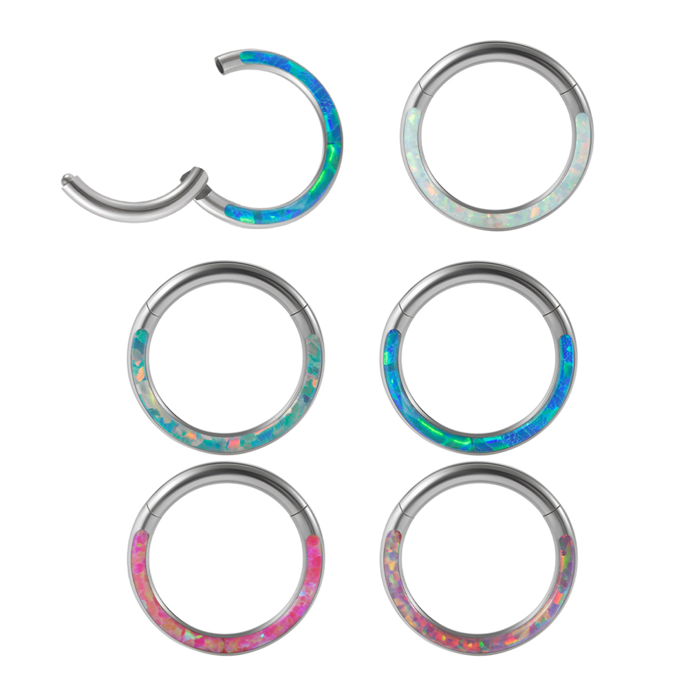1PC Surgical Steel Opal Hinged - Body Piercing Quality Jewelry ulasan dan harga