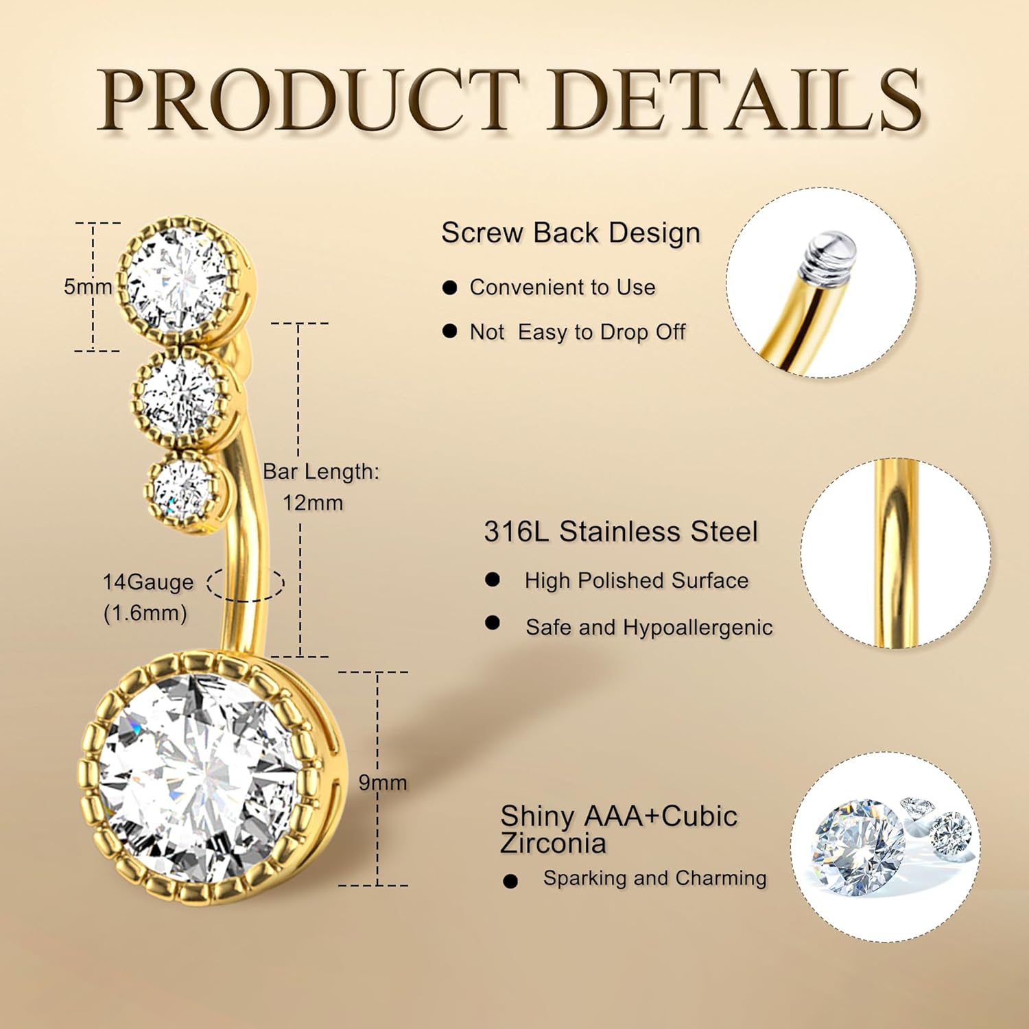 Drperfect 1Pc Belly Button Rin - Belly Bar Titanium ulasan dan harga