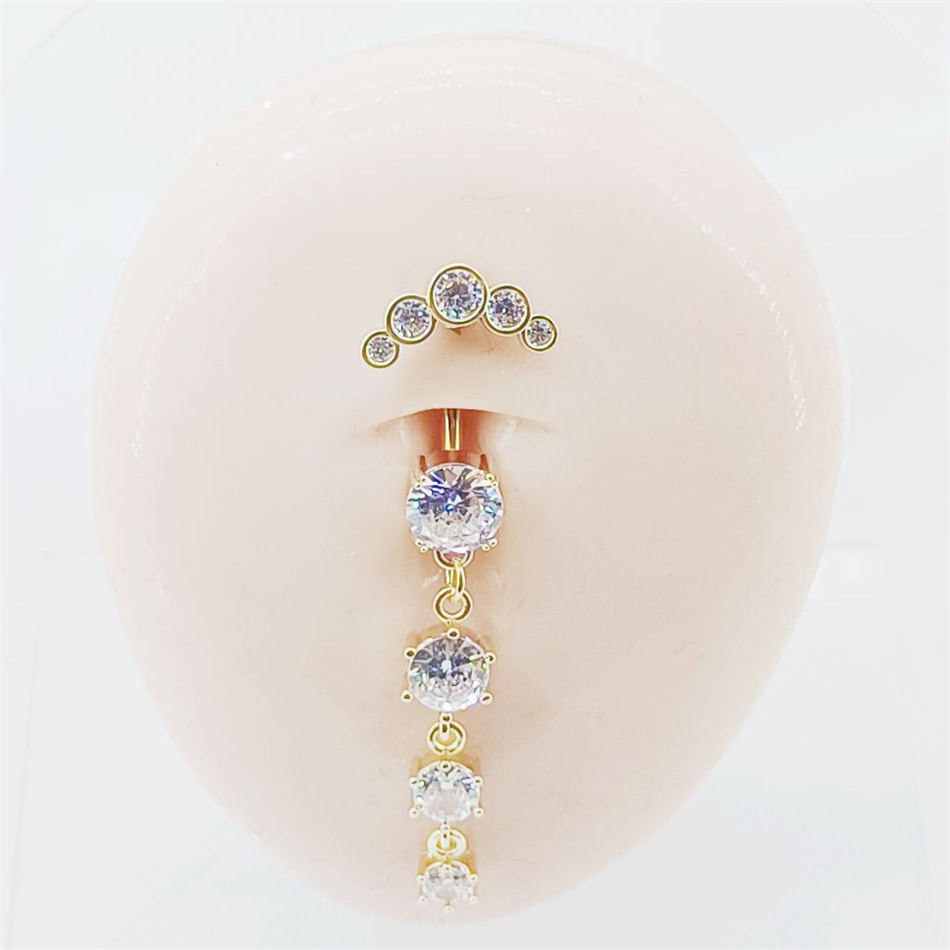 Gold Silver Color Long Dangled - Belly Bar Titanium ulasan dan harga