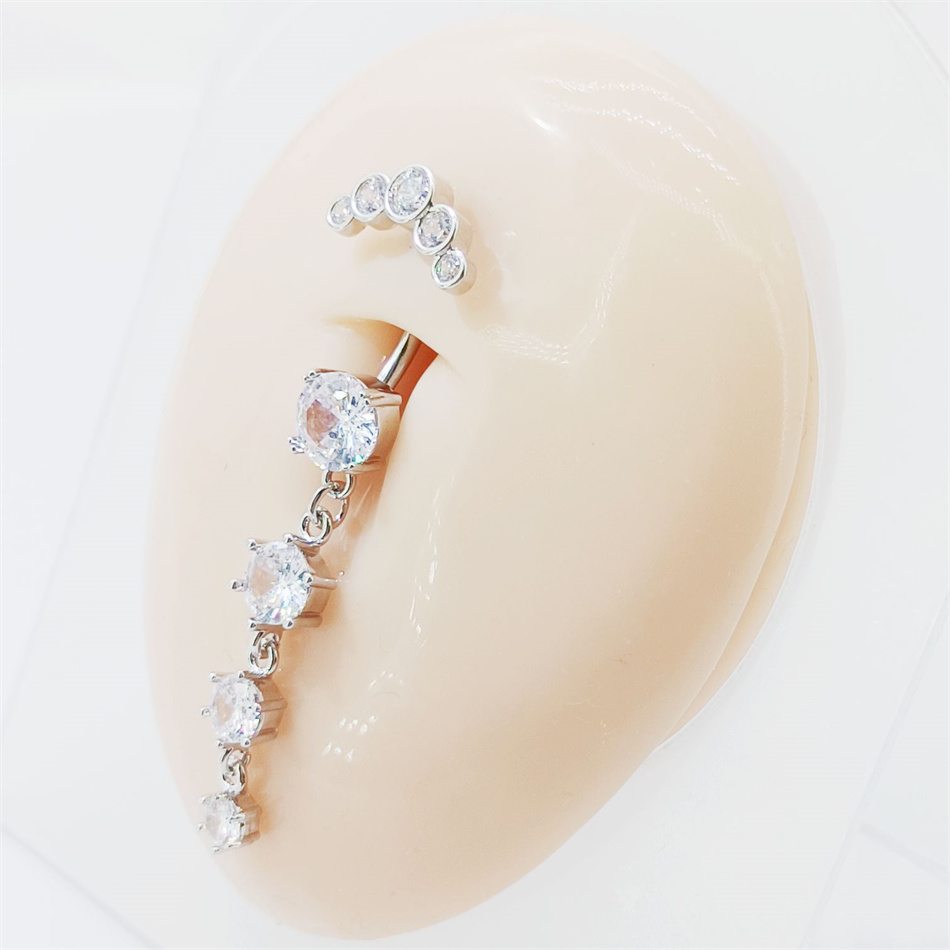 Gold Silver Color Long Dangled - Belly Bar Titanium ulasan dan harga