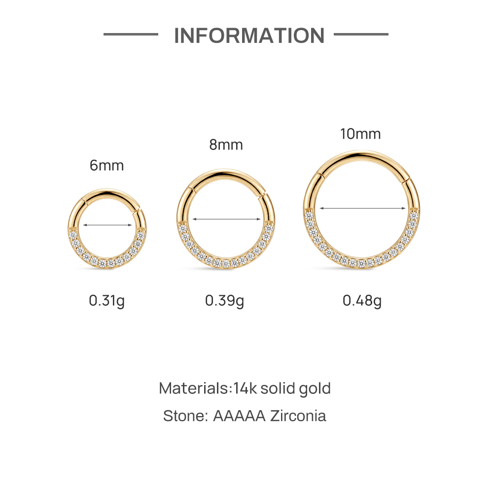 CANNER 1PC 14K Solid Gold 6/8/ - Body Jewelry Hypoallergenic ulasan dan harga