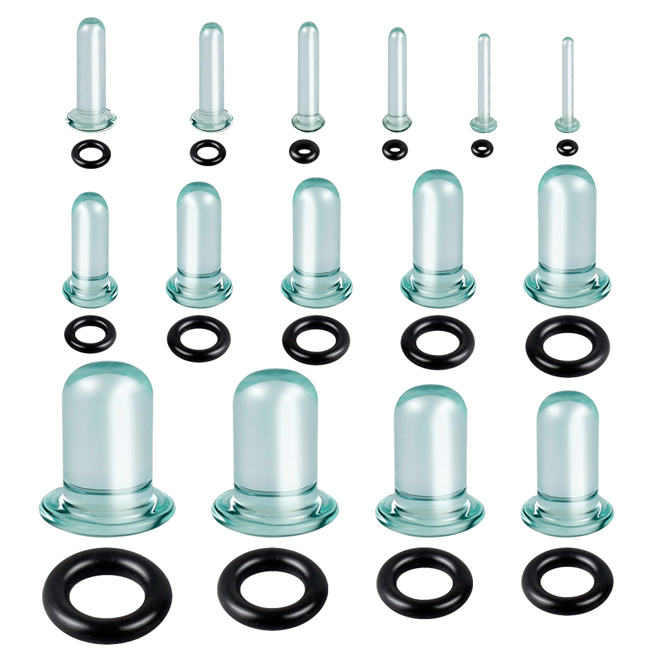1Pair Glass Ear Tunnels and Pl - Body Jewelry Ear Plugs ulasan dan harga
